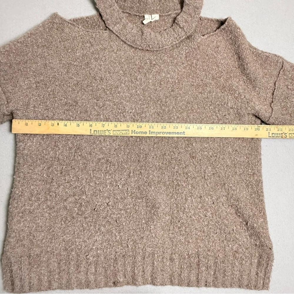 Moth Anthropologie Sweater Large Brown Knit Cutout Wool Mix Alpaca Cold Shoulder - Picture 8 of 9